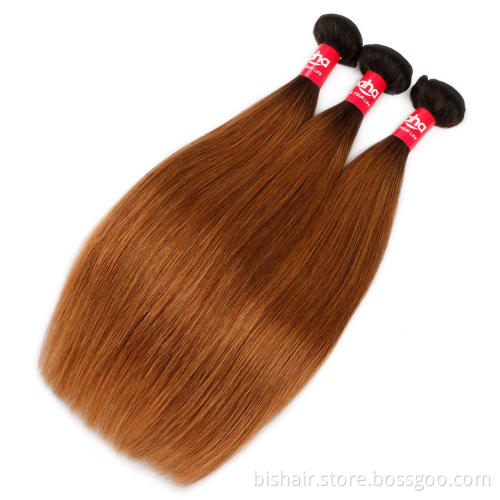 Brazilian straight hair 3 drawstring hair block 1B/30 8A gradient braided drawstring lace closed gradient color hair extension